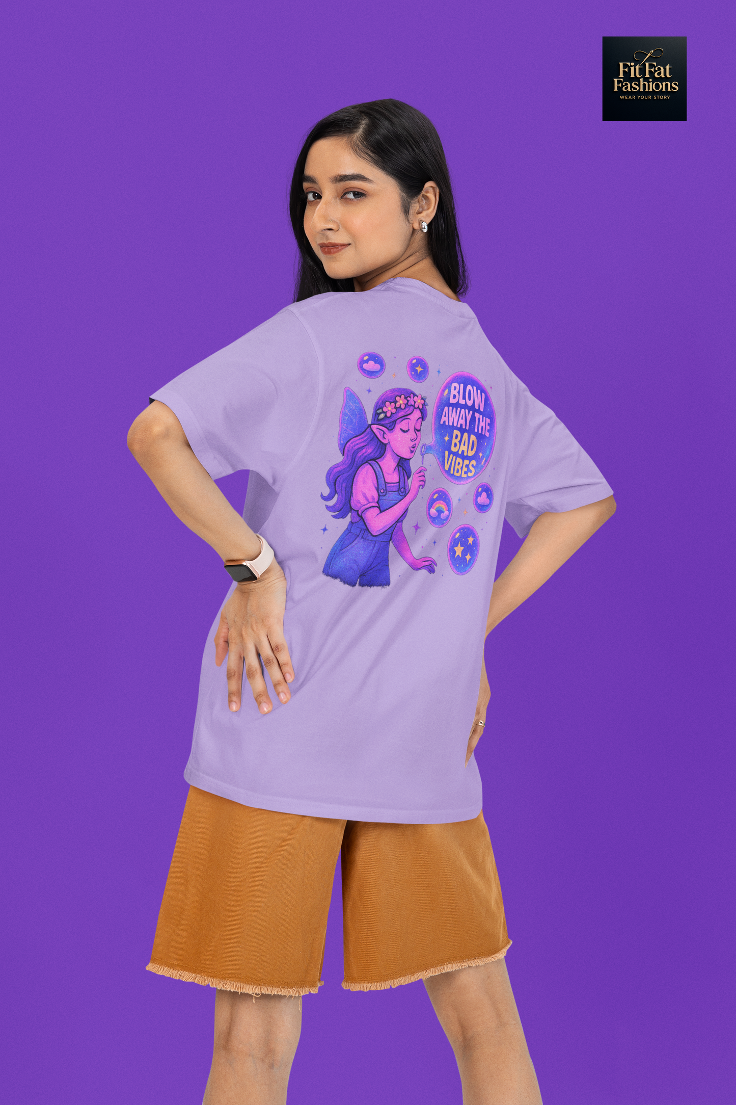 Blow Away the Bad Vibes Women Terry Oversized Tee