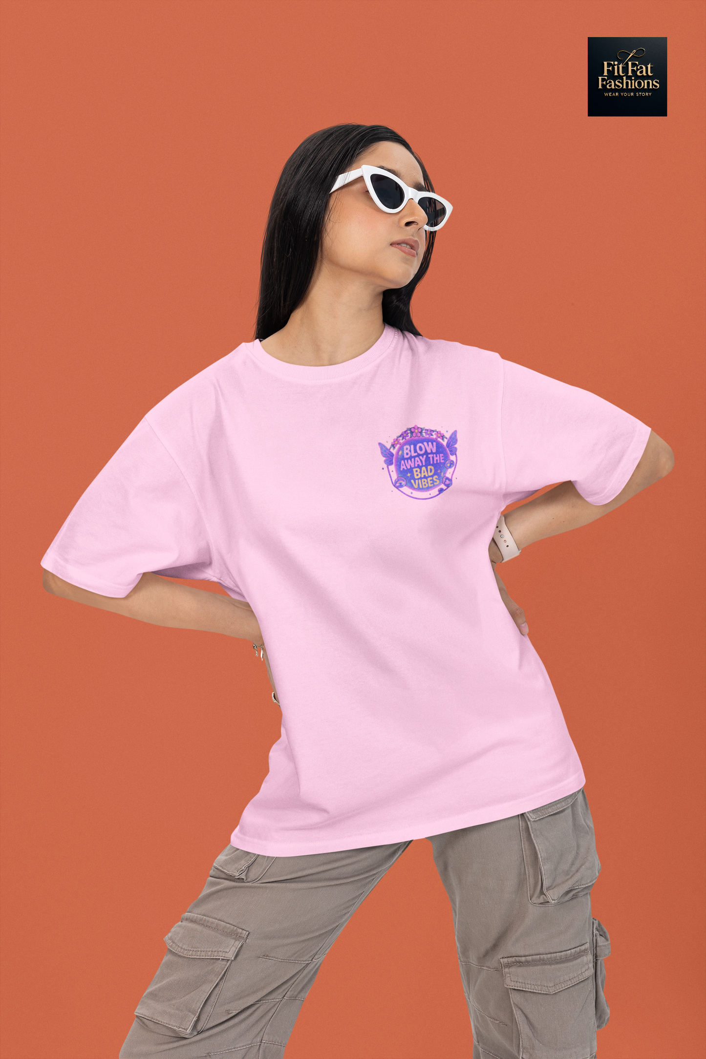 Blow Away the Bad Vibes Women Terry Oversized Tee